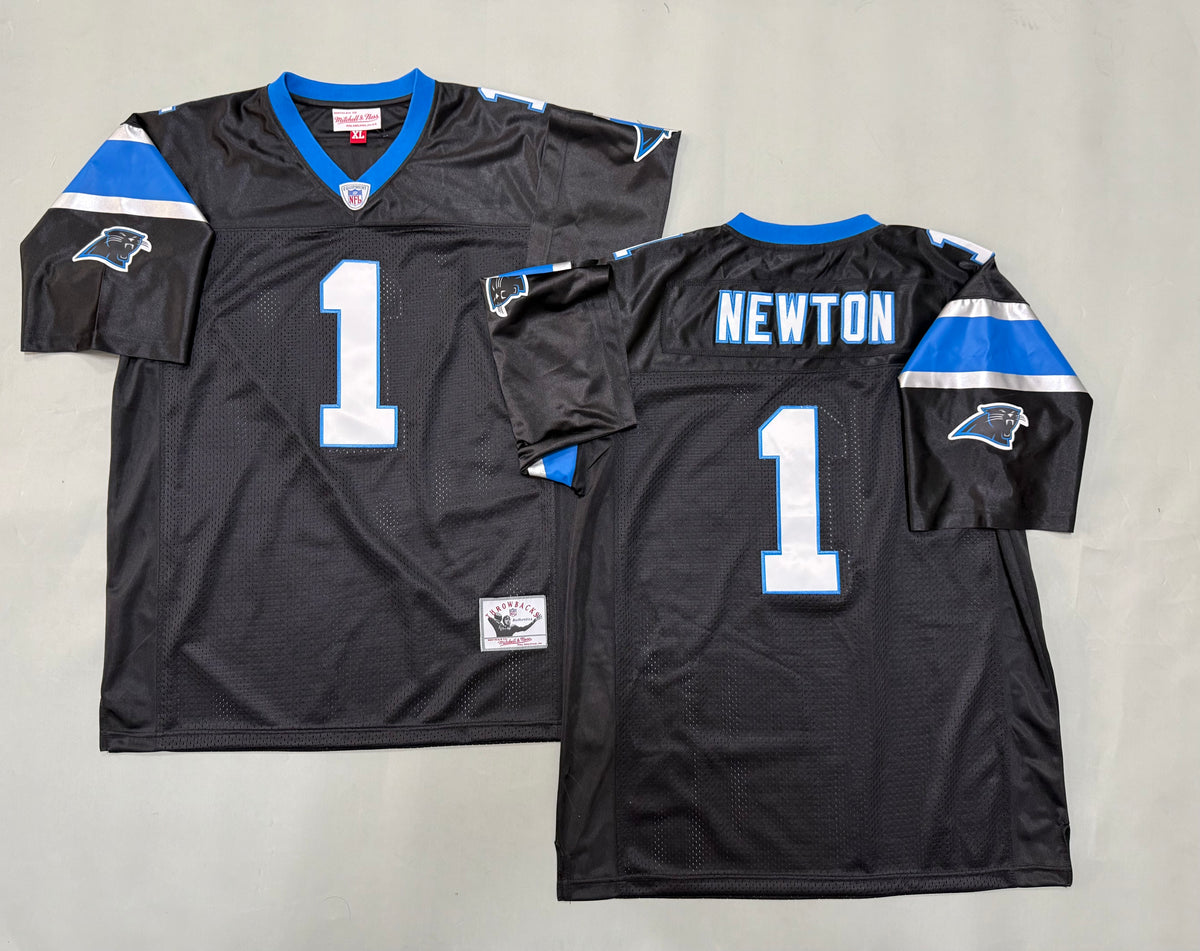 Mens Cam Newton #1 Carolina Panthers Black Vintage Throwback Jersey