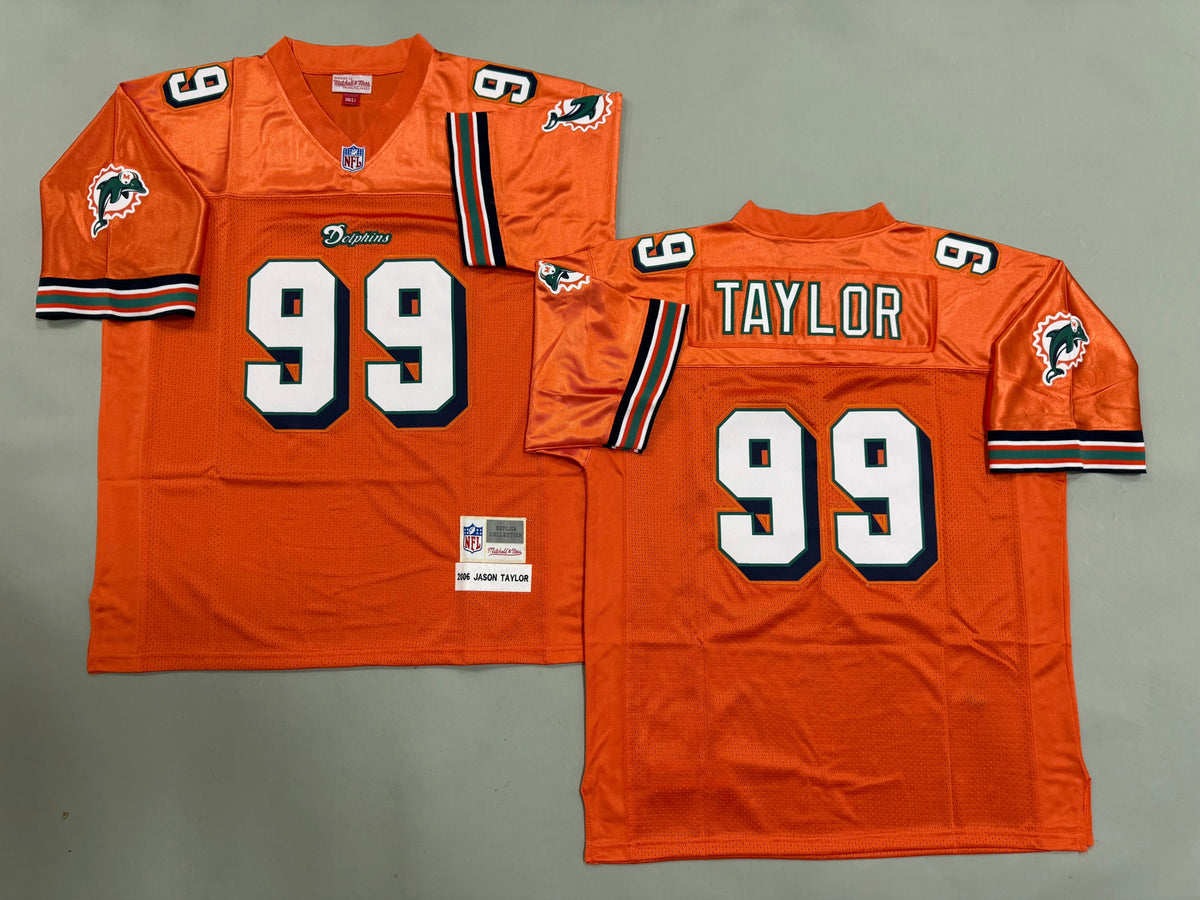 Mens Jason Taylor#99 Miami Dolphins Vintage Throwback Jersey