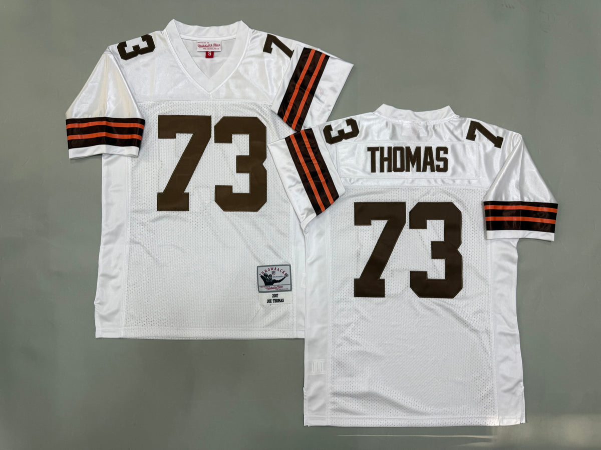 Mens Joe Thomas#73 white Cleveland Browns Vintage Throwback Jersey