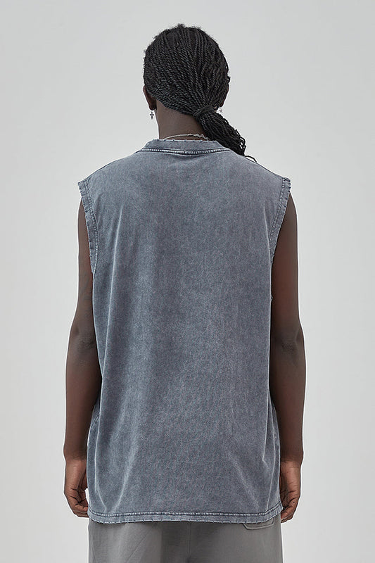 275GSM Distressed Washed Muscle Tee
