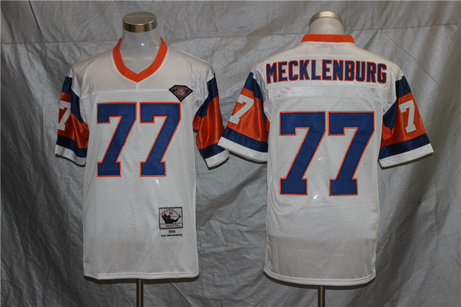 Denver Broncos White Vintage #77 MECKLENBURG Jersey