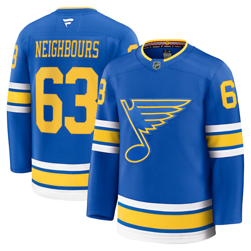 Jake Neighbours St. Louis Blues Home Premium Player Jersey - Blue
