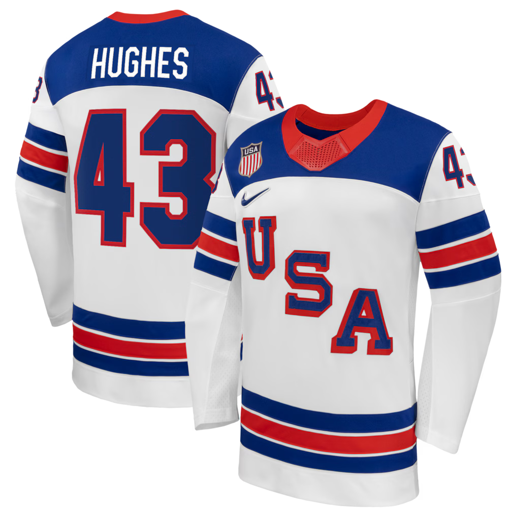 Quinn Hughes USA 2026 Olympic Away Jersey - White