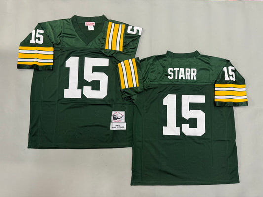 Mens Bart Starr#15 Green Bay Packers Vintage Throwback Jersey