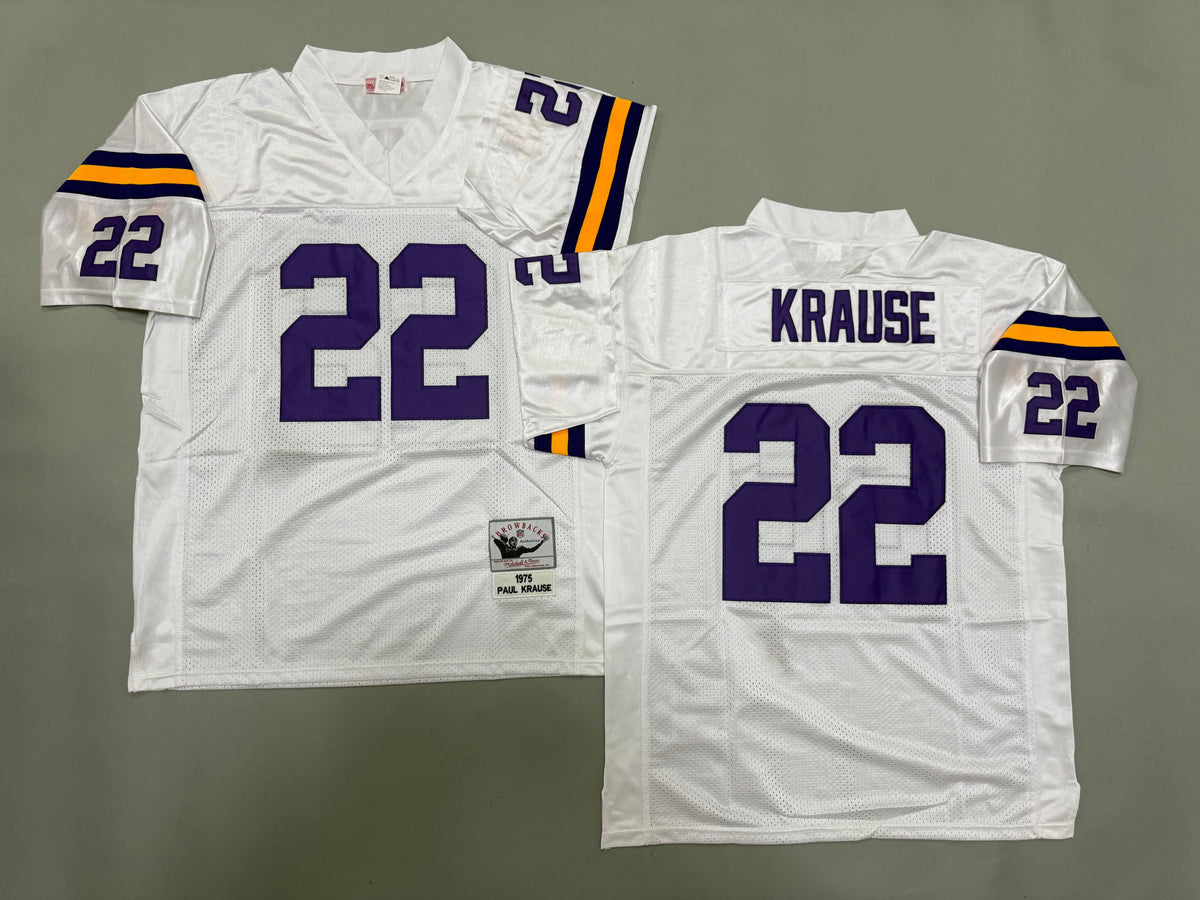 Mens Paul Krause#22 white Minnesota Vikings Vintage Throwback Jersey