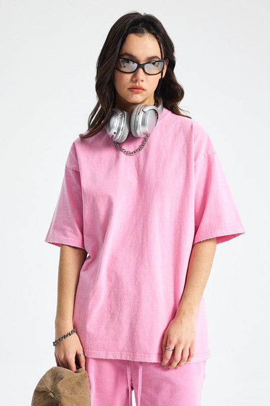 250GSM Distressed Pigment Dyed Washed Tee
