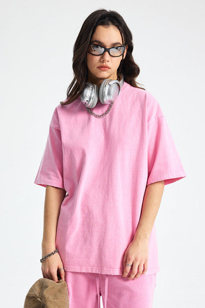 250GSM Distressed Pigment Dyed Washed Tee