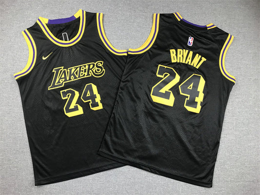 Youth Kobe Bryant Los Angeles Lakers #24  City Edition Black Mamba Embroidered  Jersey