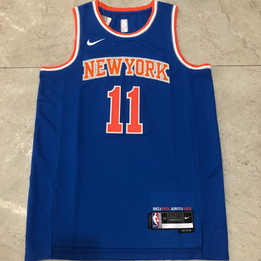 New York Knicks Jalen Brunson #11 blue Throwback Jersey - Dense Embroidery
