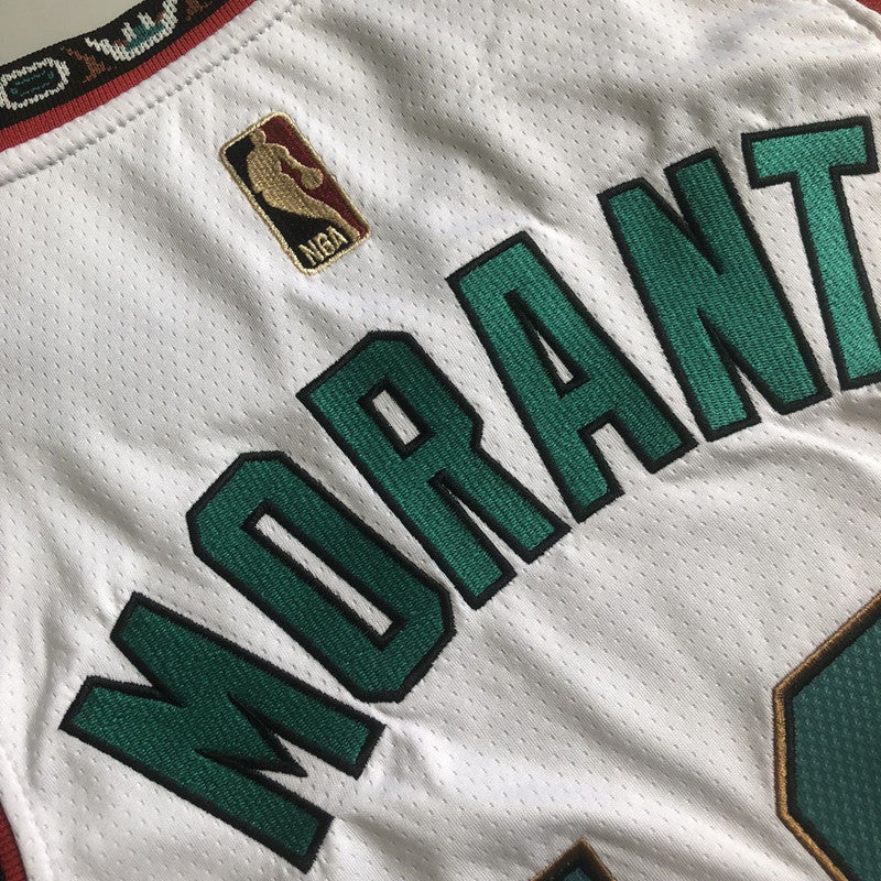 Memphis Grizzlies Ja Morant #12 white Throwback  Jersey -  Dense Embroidery