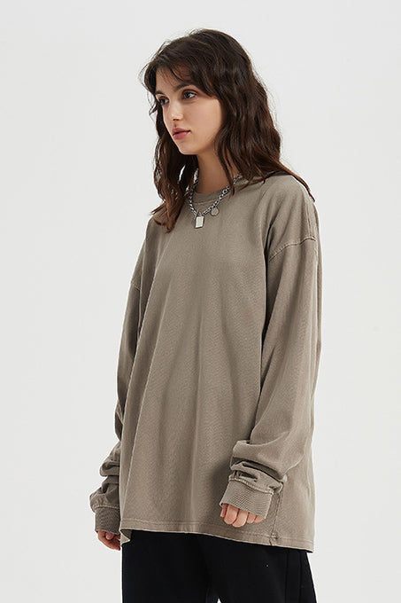 310GSM Pigment Dyed Washed Long Sleeve Crew
