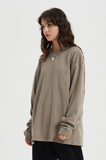 310GSM Pigment Dyed Washed Long Sleeve Crew