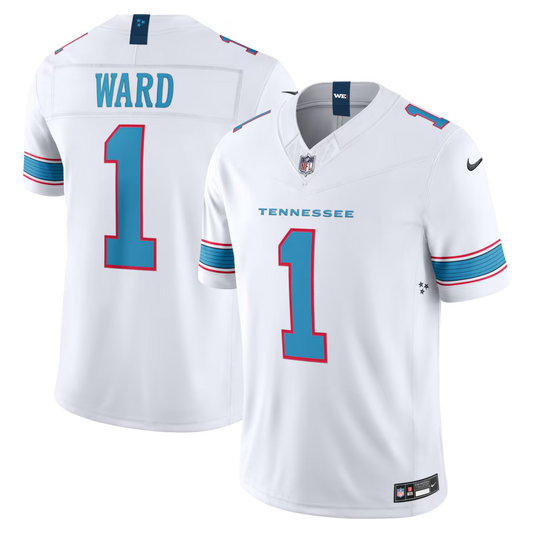 Cameron Ward #1 Tennessee Titans White Vapor F.U.S.E. Sewn Down Limited Jersey