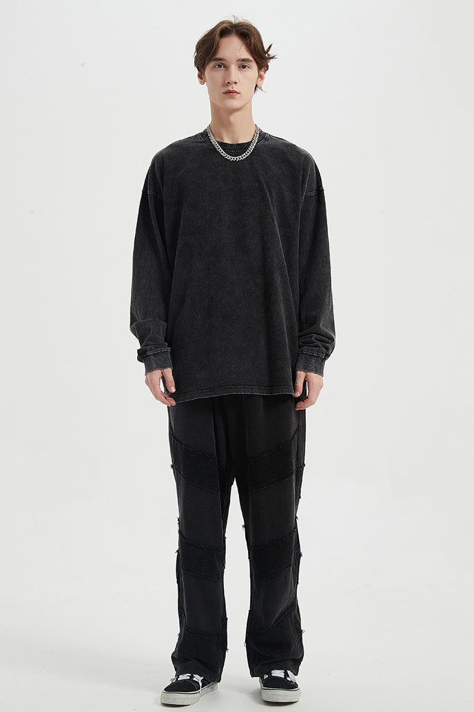 310GSM Pigment Dyed Washed Long Sleeve Crew