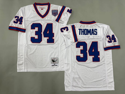 Mens Thurman Thomas #34 Buffalo Bills White 1990 Vintage Throwback Jersey