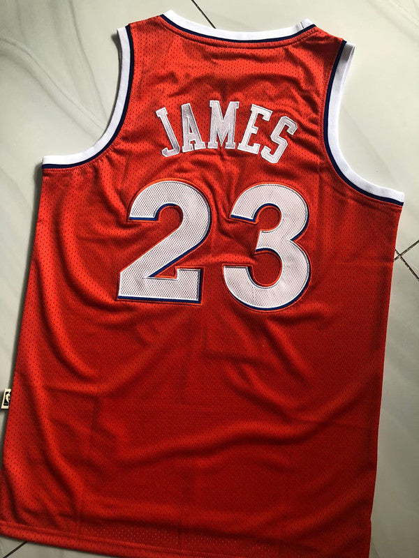 Cleveland Cavaliers LeBron James #23 Orange Throwback Jersey - Dense Embroidery
