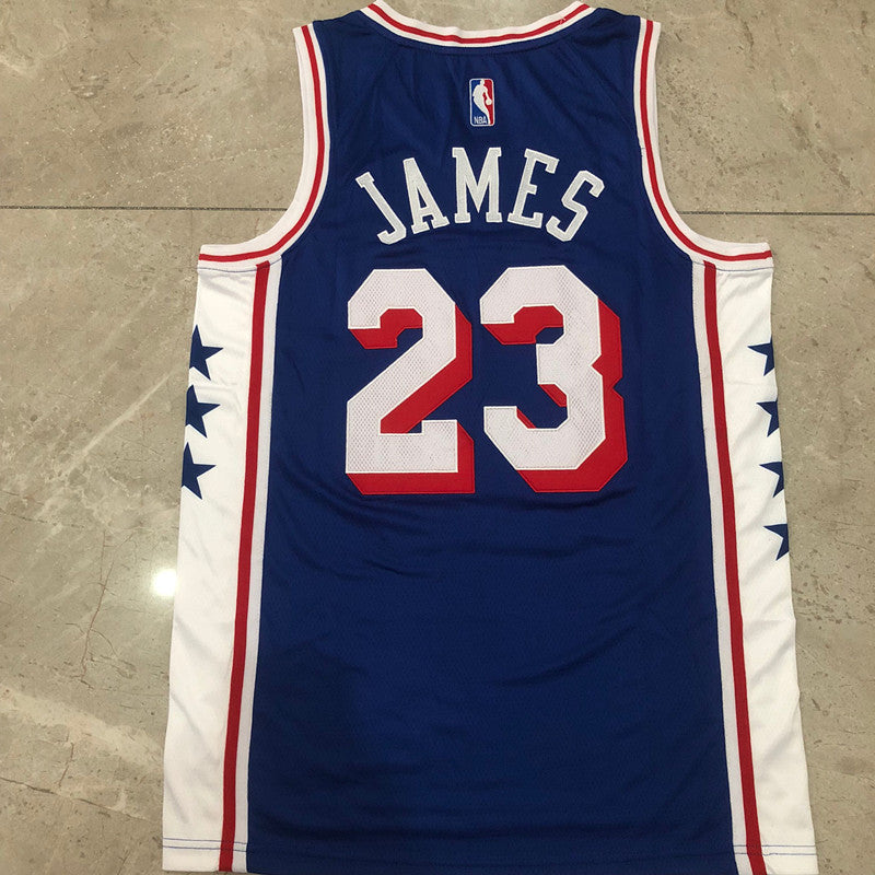 Philadelphia 76ers LeBron James #23 blue Throwback Jersey - Dense Embroidery