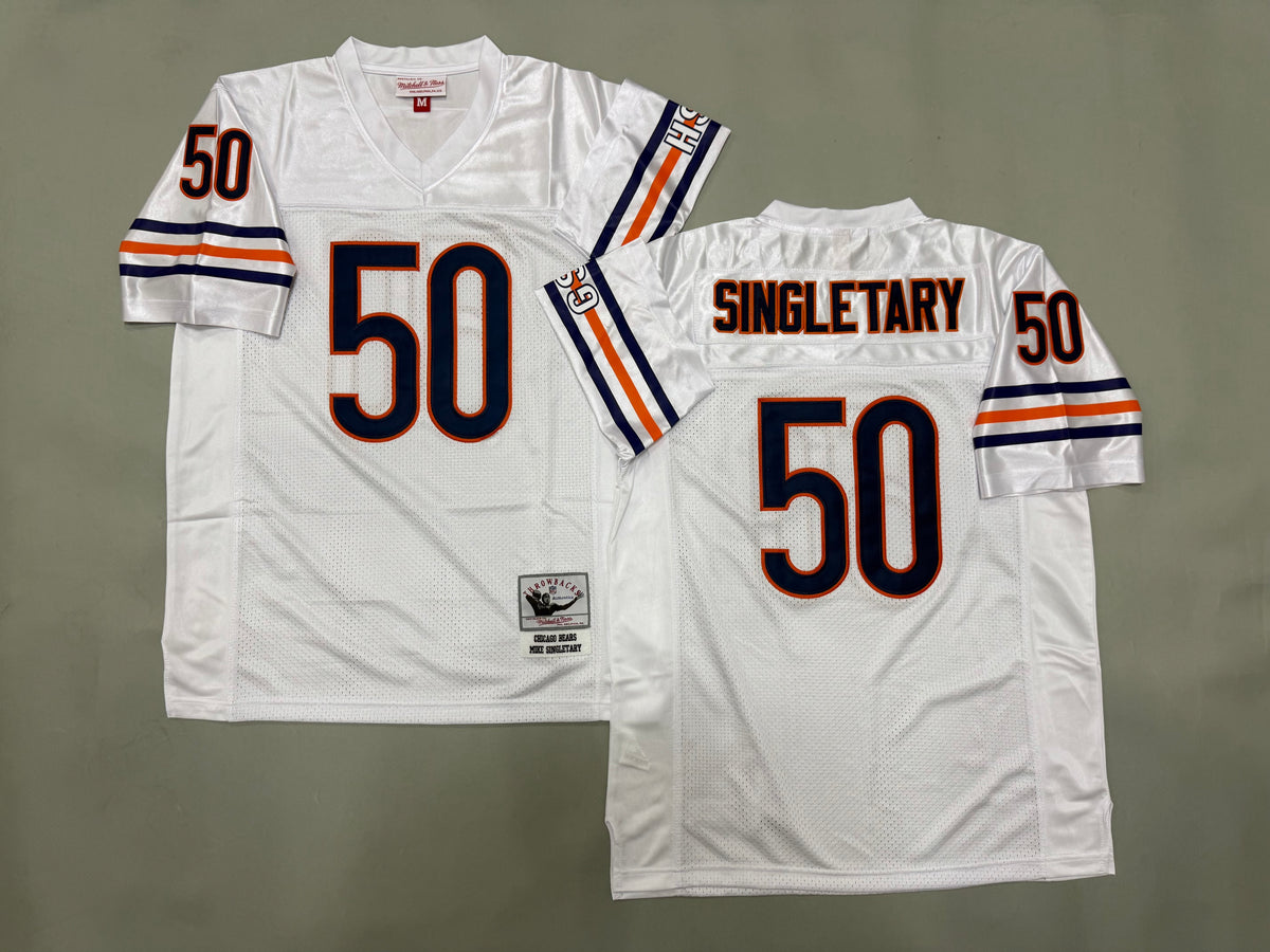 Mens Mike Singletary#50 white Chicago Bears Vintage Throwback Jersey