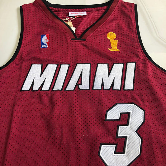 Miami Heat Dwyane Wade #3 Jujube red 2005 Throwback Jersey - Dense Embroidery
