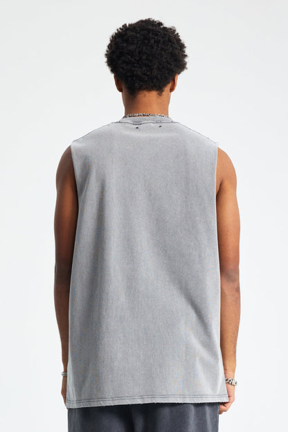 275GSM Distressed Washed Muscle Tee