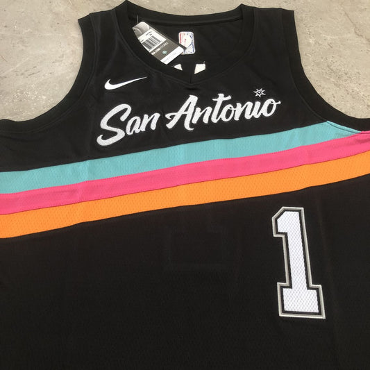 San Antonio Spurs Victor Wembanyama #1 black Throwback Jersey - Dense Embroidery