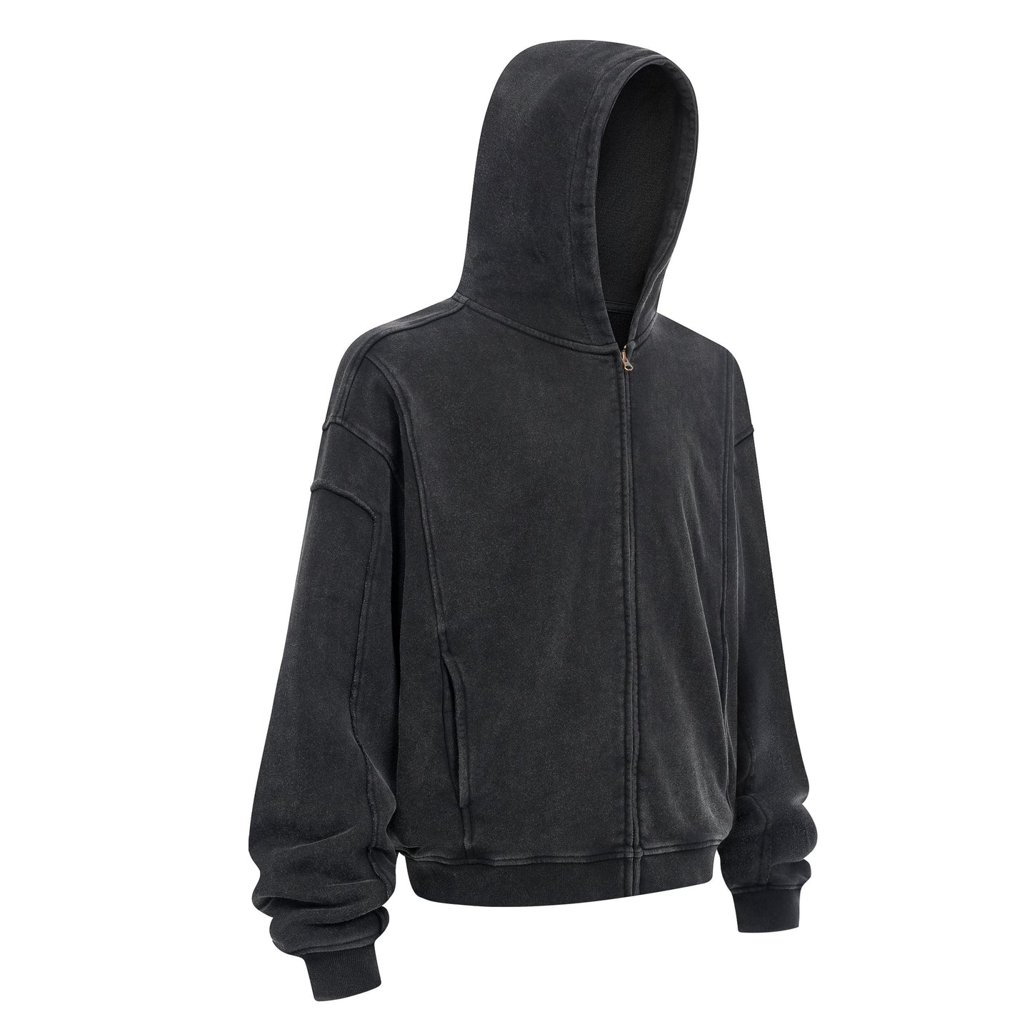 430GSM Boxy Fit Splicing Washed Zip Up Jacket