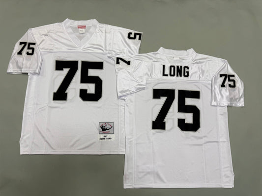 Mens Howie Long#75 white Los Angeles Raiders Vintage Throwback Jersey