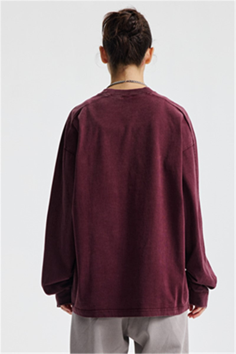 285GSM Contrast Long Sleeve Pigment Dyed Tee