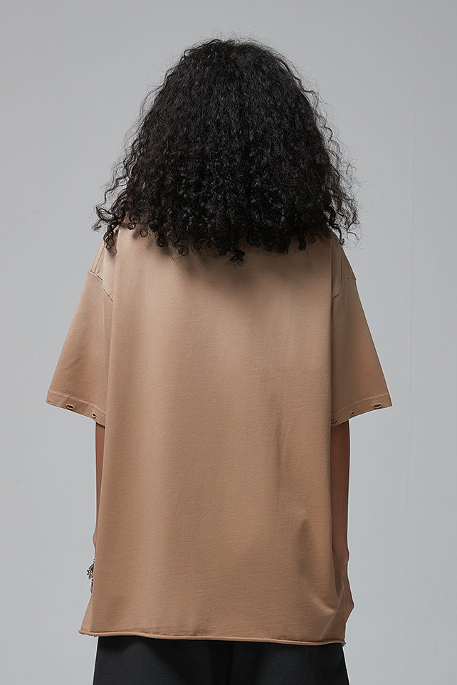250GSM Gradient Spray Washed Distressed Tee