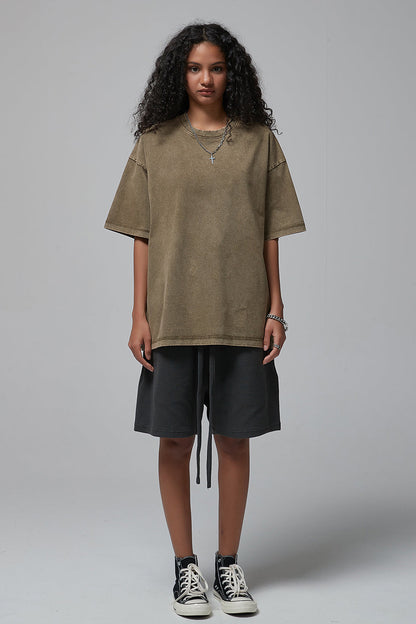 275GSM Double Stitch Sleeve Hem Washed Tee