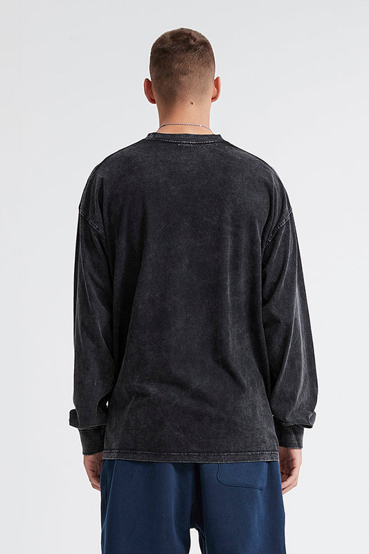250GSM Vintage Washed Long Sleeve Crew