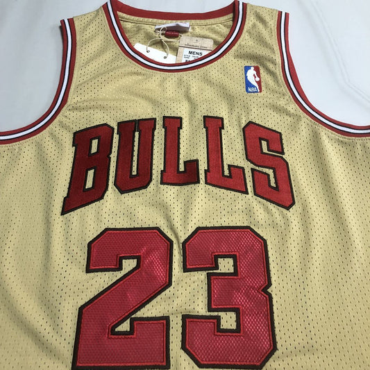 Chicago Bulls Michael Jordan #23 Throwback Jersey -  gold Dense Embroidery