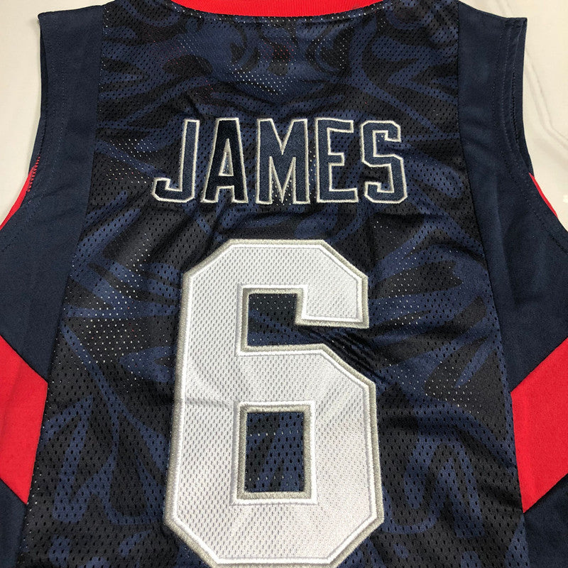 Team USA Redeem Team LeBron James #6 blue Throwback Jersey - Dense Embroidery