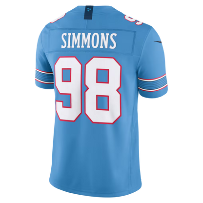 Jeffery Simmons #98 Tennessee Titans Light Blue Vapor F.U.S.E. Sewn Down Limited