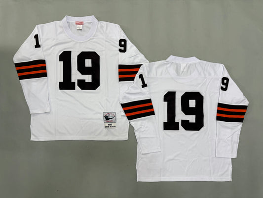 Mens Bernie Kosar#19 white Cleveland Browns Vintage Throwback Jersey