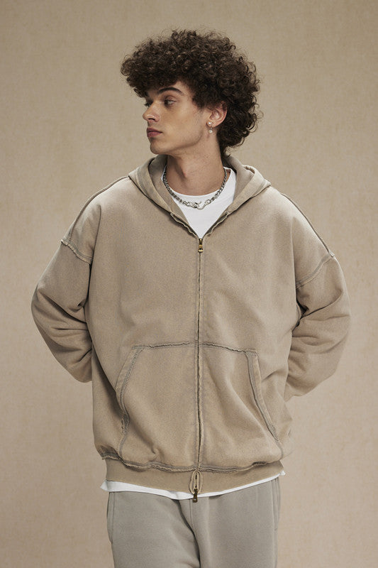 450GSM Distressed Washed Zipper Jacket