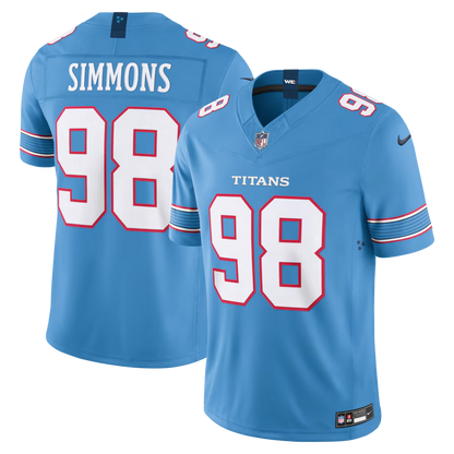 Jeffery Simmons #98 Tennessee Titans Light Blue Vapor F.U.S.E. Sewn Down Limited