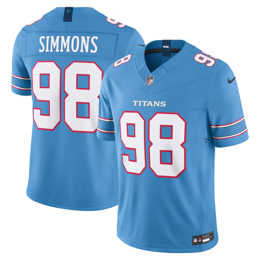 Jeffery Simmons #98 Tennessee Titans Light Blue Vapor F.U.S.E. Sewn Down Limited