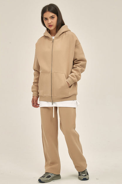 350GSM Solid Color Fleece Zipper Jacket