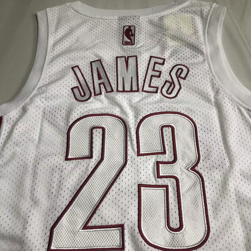 Cleveland Cavaliers LeBron James #23 All-white Throwback Jersey - Dense Embroidery