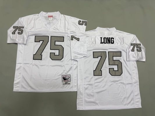 Mens Howie Long#75 white Los Angeles Raiders Vintage Throwback Jersey