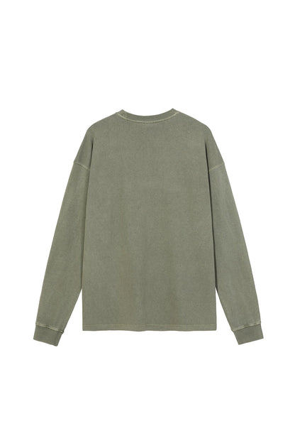 310GSM Pigment Dyed Washed Long Sleeve Crew