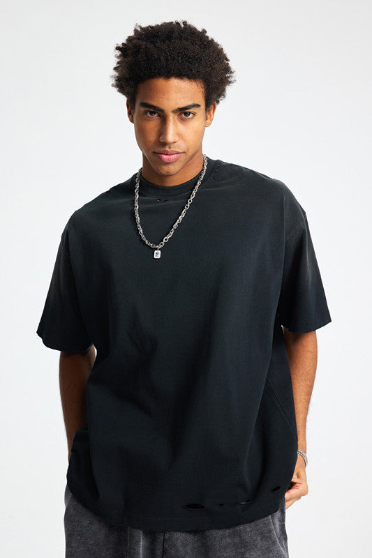 250GSM Gradient Sprayed Distressed Tee