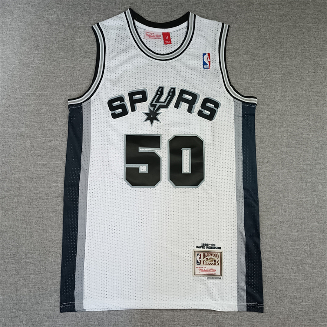 David Robinson #50 San Antonio Spurs 1998-99 white Throwback Embroidered Jersey