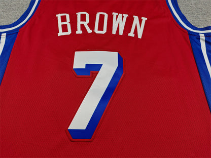 Philadelphia 76ers Jaylen Brown #7 Red Jersey – Embroidered