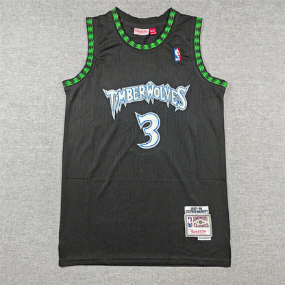 Stephon Marbury #3 Minnesota Timberwolves 1997-98 Black Throwback Embroidered Jersey