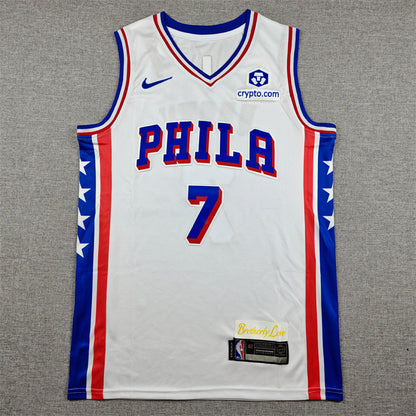 Philadelphia 76ers Jaylen Brown #7 White Jersey – Embroidered