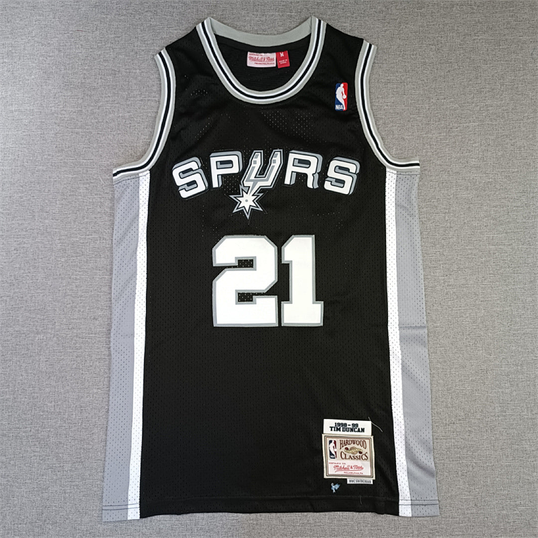 Tim Duncan #21 San Antonio Spurs Black 1998-99 Throwback Embroidered Jersey