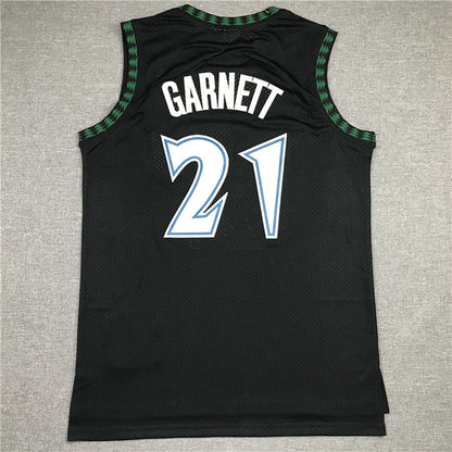 Kevin Garnett #21 Minnesota Timberwolves 1997-98 Black Throwback Embroidered Jersey