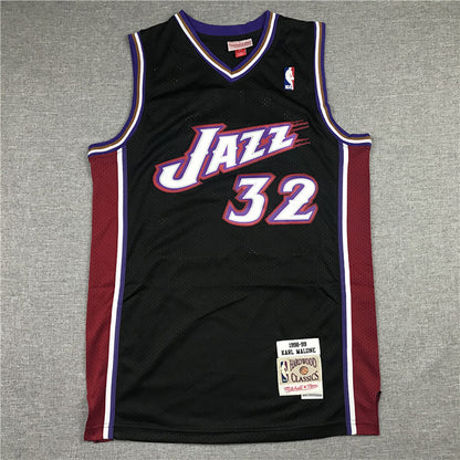 Utah Jazz Karl Malone #32 Throwback 1998-99 Black Embroidered Jersey